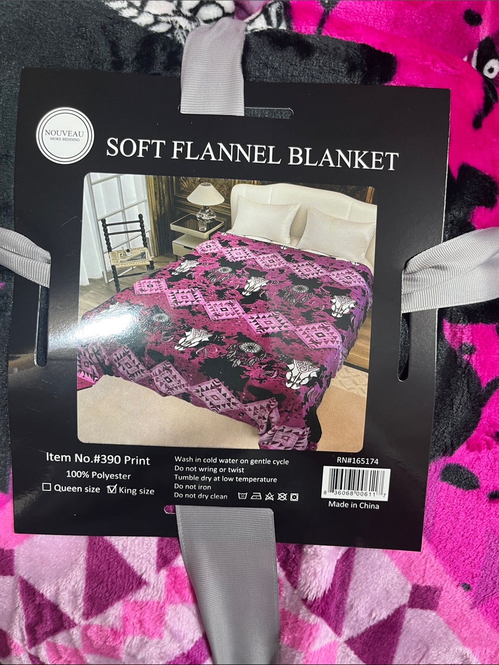 pink western bull king blanket